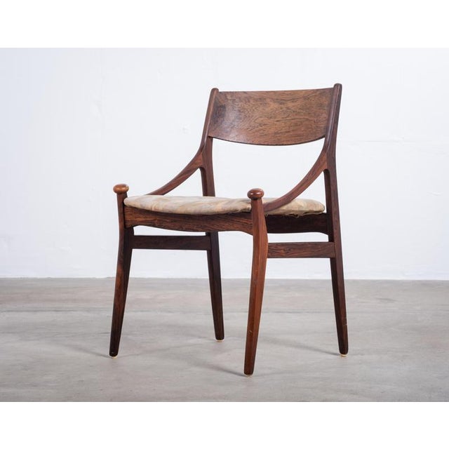 Brown Dining Chairs in Rosewood by Vestervig Erikson for Brdr. Tromborg, 1960s, Set of 6 For Sale - Image 8 of 13