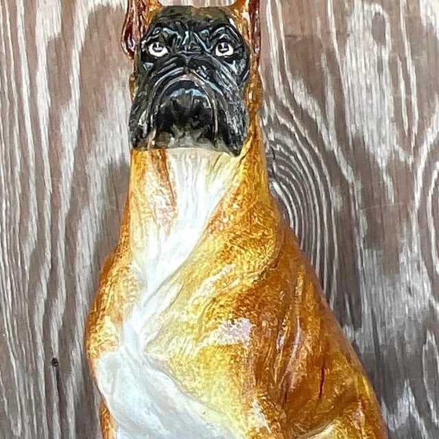 Vintage Boho Italian Glazed Ceramic Boxer For Sale - Image 12 of 13