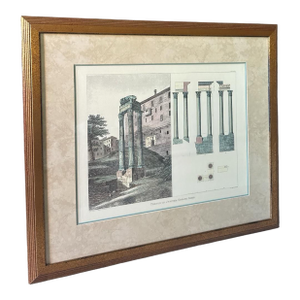 Late 20th Century Large Framed Temple of Jupiter Tonans, Rome Architectural Engraving After R. Roffe, 32” X 27.5”