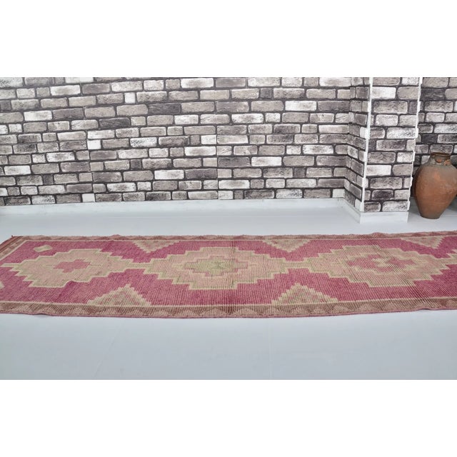 Peach Vintage Anatolian Hallway Antique Runner For Sale - Image 8 of 10
