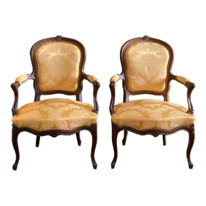 Mid-19th Century French Carved Louis XVI Armchairs - a Pair