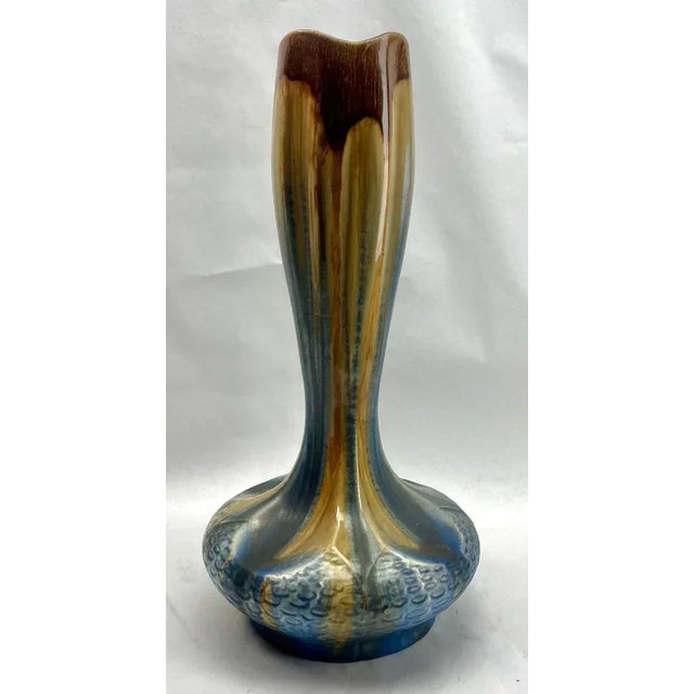 1930s Large Art Nouveau Handmade and Hand Glazed Soliflore Vase, 1930s For Sale - Image 5 of 12