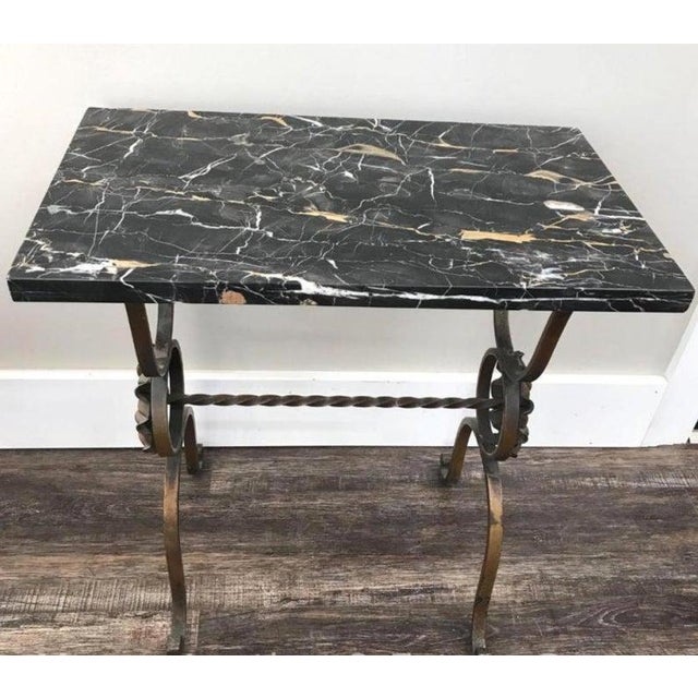 Antique French Wrought Iron Marble Top End Table Chairish