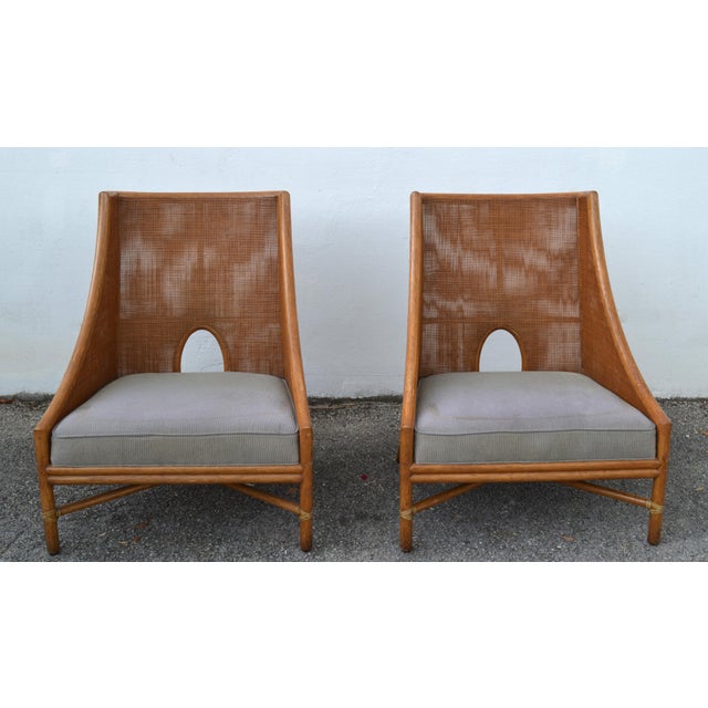 Pair, Barbara Barry McGuire Mid-Century Modern Caned Lounge Chairs Refinished For Sale - Image 16 of 16
