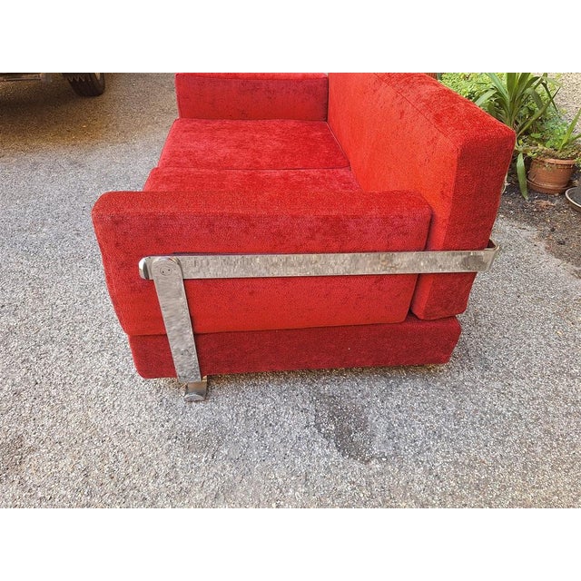 Fasce Cromate Sofa in Red Fabric by Luigi Caccia Dominioni for Azucena, 1960s For Sale - Image 6 of 18