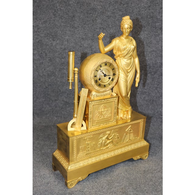 Late 19th Century 19th C. Large French Empire Bronze Gilded Ormolu Figural Clock For Sale - Image 5 of 17