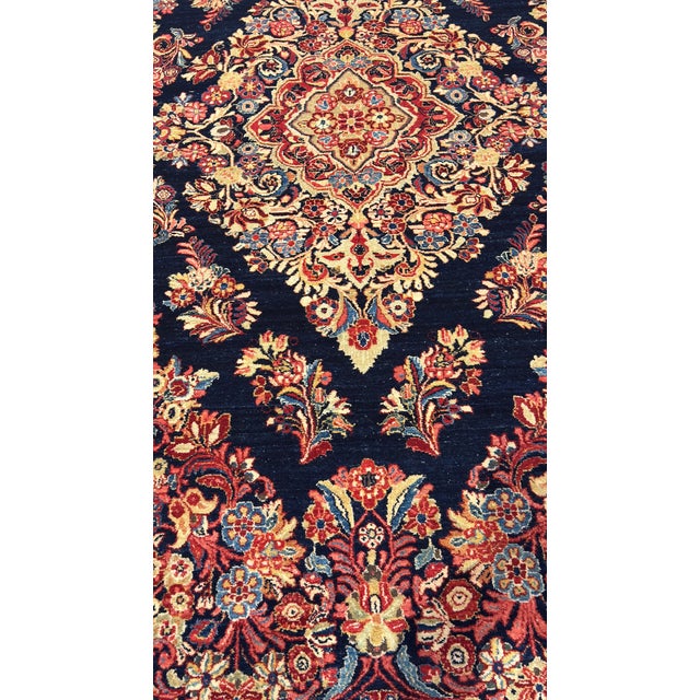 Royal Blue Antique Saruk Rug Size 8'5"x11'7" For Sale - Image 8 of 11