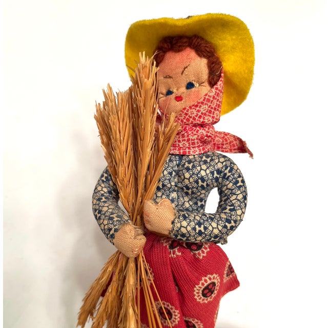 Vintage Hand-Crafted 1950s Mascotes De Maria Helena Felt Folk Doll Trio For Sale - Image 12 of 16