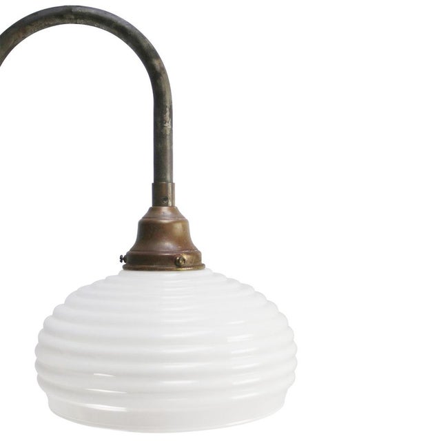 Mid-Century Modern Mid-Century Modern Cast Iron Wall Light with White Opaline Glass Shade For Sale - Image 3 of 9