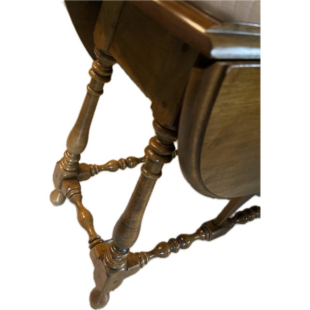 Wood Vintage Ethan Allen Oval Drop-Leaf Side Table For Sale - Image 7 of 12