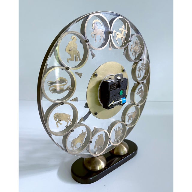 Vintage Zodiac Theme Desktop Clock, 1950s For Sale - Image 6 of 8