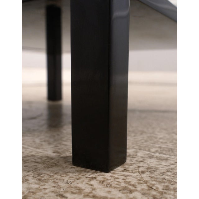 Modern Design Black Lacquer Occasional Table W. Red Oak Top For Sale - Image 9 of 11