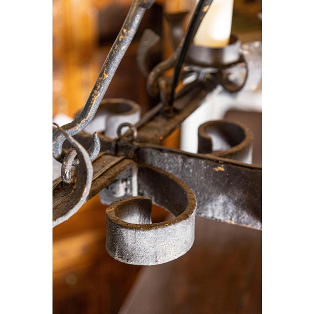 Mid 20th Century French Wrought Iron Chandelier For Sale - Image 10 of 12