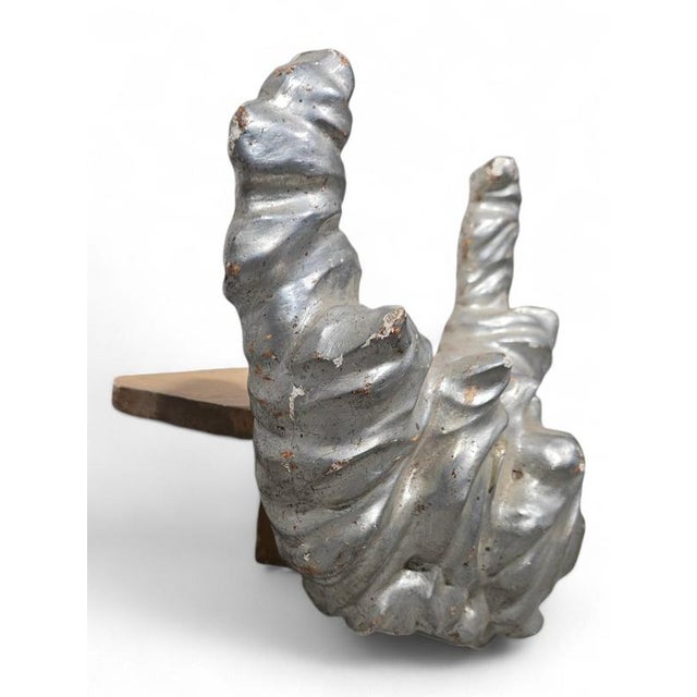 Antique 19th-Century Cloud-Shaped Carved and Silvered Wooden Pedestal For Sale - Image 5 of 12