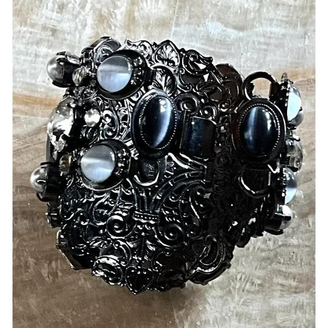 Vintage Erickson Beamon Smokey Gemstone Bracelet Cuff | Chairish