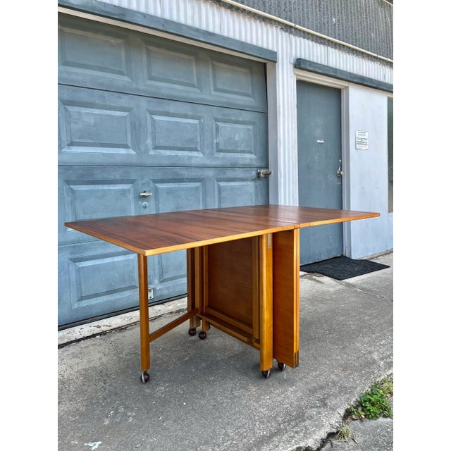1950s Drop-Leaf ‘Maria’ Extendable + Fold-Up Dining Table | Bruno Mathsson for Karl Mathsson 1950s For Sale - Image 5 of 12