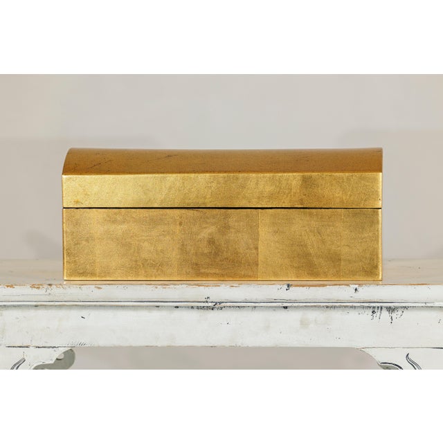 Gold Gilt Wooden Decorative Treasure Box with Gently Arched Lid For Sale - Image 9 of 18