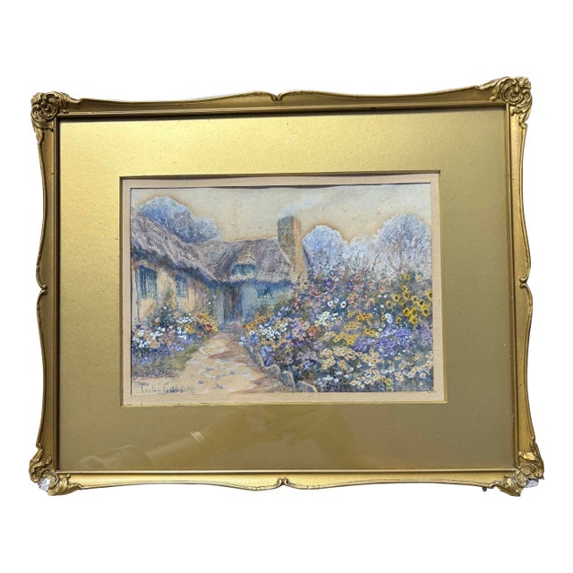 "A Cornish Garden" by Leyton Forbes Original Framed Watercolor For Sale