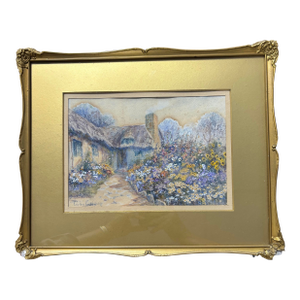 "A Cornish Garden" by Leyton Forbes Original Framed Watercolor