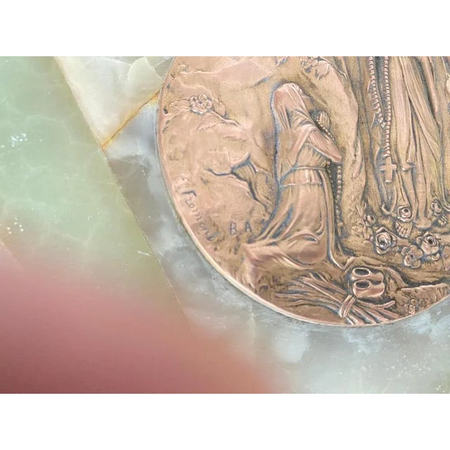 Art Deco Decorative Wall Plate in Onyx and Brass, France, 1940s For Sale - Image 3 of 11