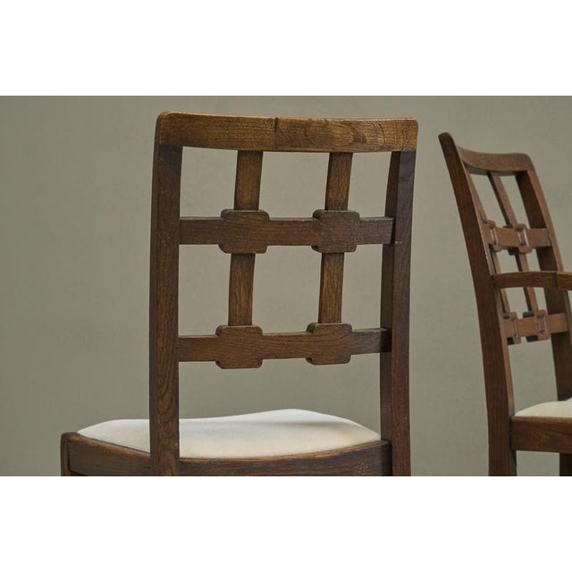 French Chairs in Oak and Velvet, 1940s, Set of 4 For Sale - Image 10 of 14