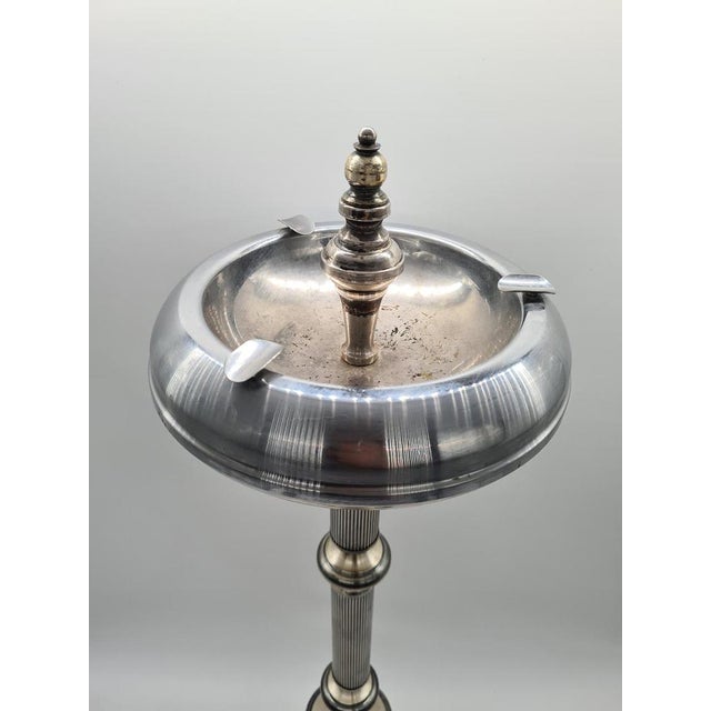 Art Deco Modernist Freestanding Ashtray in Nickel-Plated Metal, 1950 For Sale - Image 9 of 11