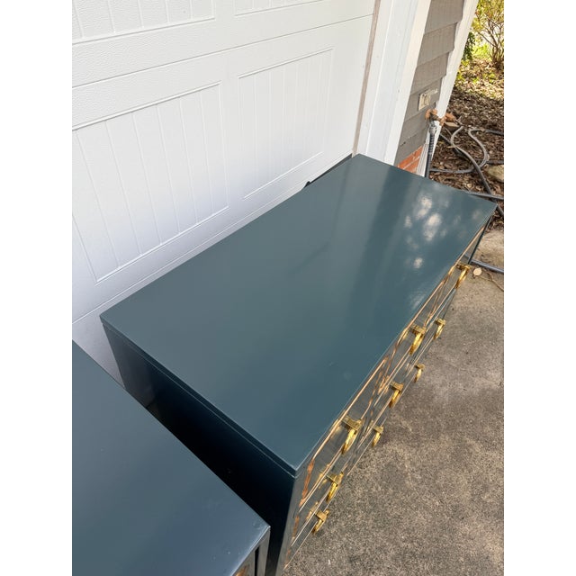 Wood Pair of Salamander Lacquered Dorothy Draper Style Espana Chests For Sale - Image 7 of 12