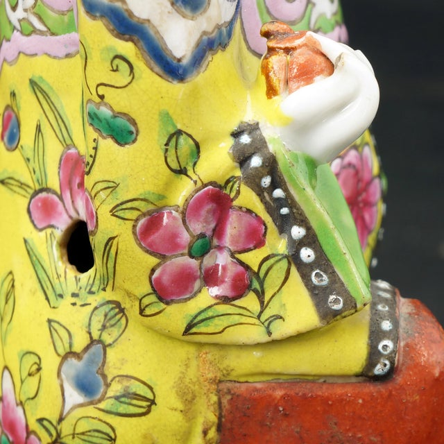 Chinese Qing Polychrome Jos Stick Holder Boy Kneeling 19th Century For Sale In Phoenix - Image 6 of 11