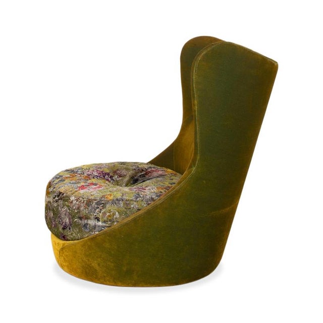 Cocoa Island Swivel Lounge Chair in Yellow, Golden and Green Upholstery from Bretz For Sale - Image 10 of 12