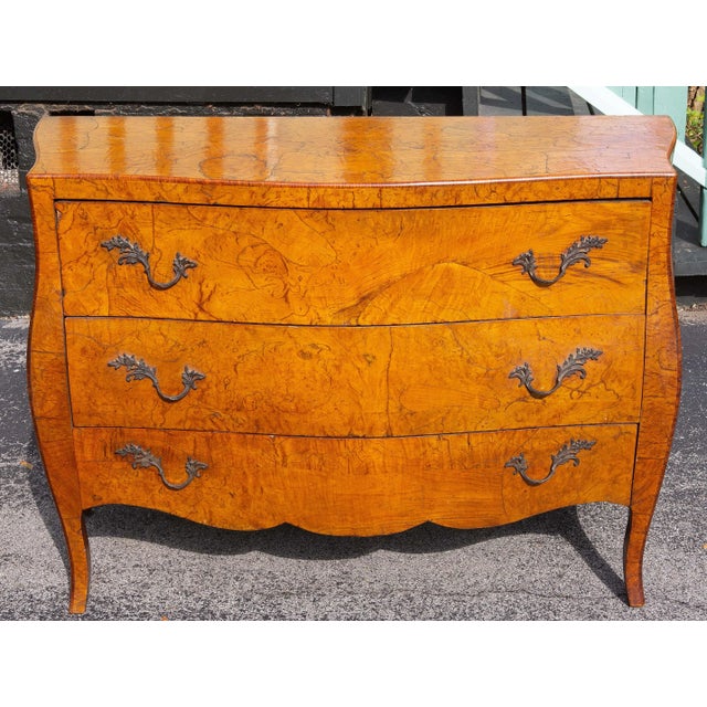 Finest large Italian olive wood commode. Circa 1960's. Exceptional quality figured wood. Please, contact us for additional...