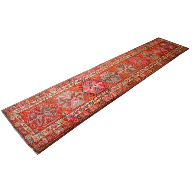 Textile 1970s Vintage Hand Knotted Tribal Kurdish Runner - 2'10' X 13'7' For Sale - Image 7 of 12