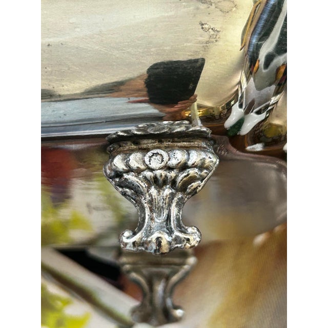Vintage English Silver Mfg. Co. Silver Plate Victorian Revival Footed Bread or Tea Tray For Sale In New Orleans - Image 6 of 10