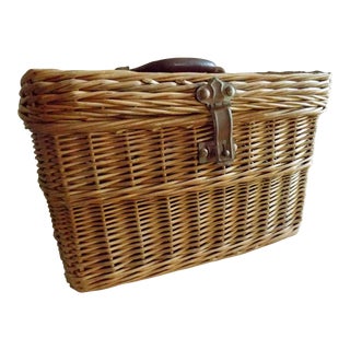 Antique Early 20th Century French Wicker Basket For Sale
