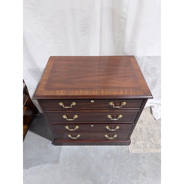 Henkel Harris Late 20th Century Henkel Harris Mahogany Two Drawer File Cabinet Chest For Sale - Image 4 of 11