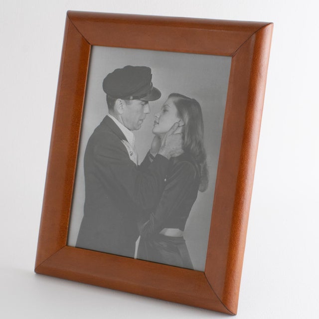 Contemporary Modernist Spice Brown Calf Leather Picture Frame For Sale - Image 3 of 9