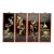 Set of 4 Asian Chinoiserie Hand Carved Soapstone and Lacquer Wall Art Panels For Sale