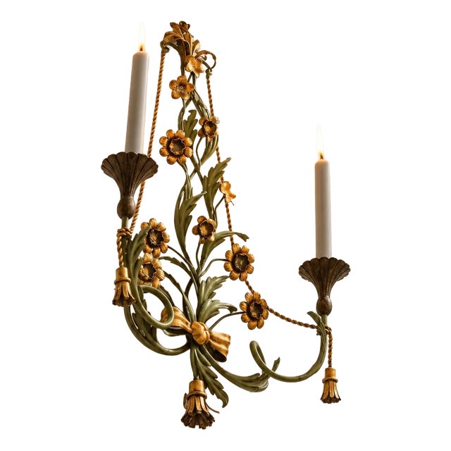 Vintage Italian Florentine Wall Candleholder, 1960s For Sale