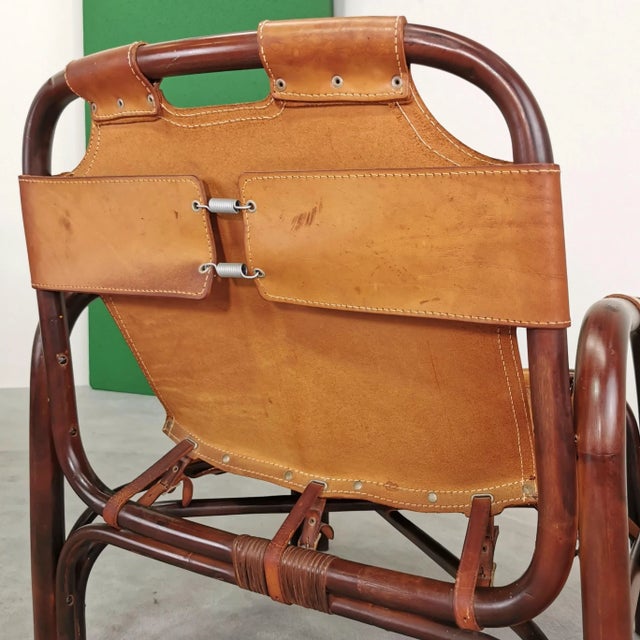 Set of Bamboo and Natural Leather Chairs by Tito Agnoli, 1970s For Sale - Image 14 of 18
