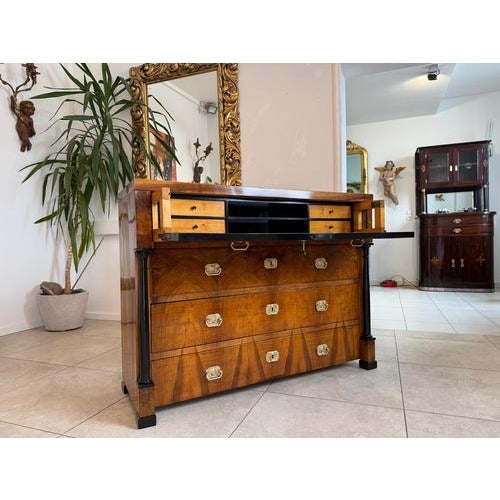 Antique Biedermeier Writing Desk in Walnut For Sale - Image 4 of 16