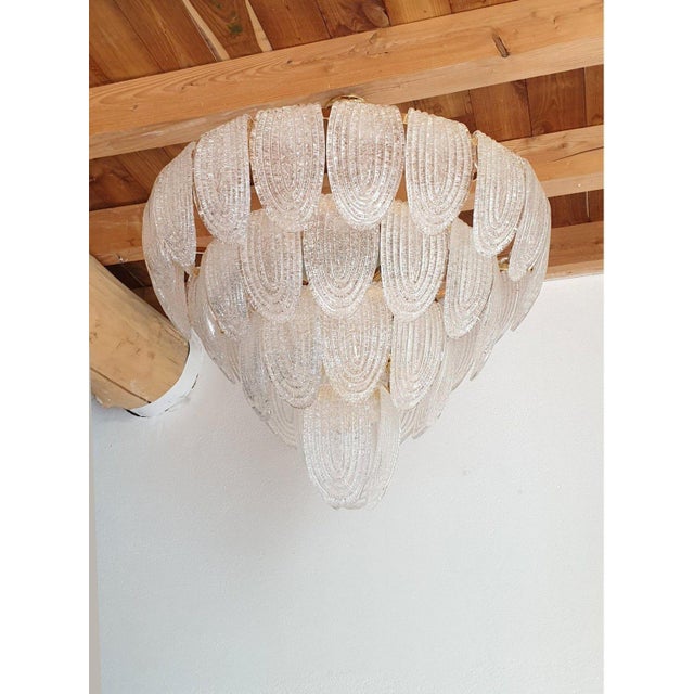1980s Large Mid Century Modern Murano Glass Chandelier Italy For Sale - Image 5 of 13