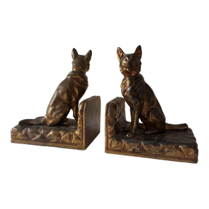 Solid Brass German Shepherd Dog Bookends