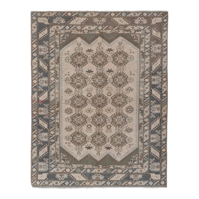 1940s Handwoven Oushak Turkish Pastel Large Wool Pile Rug For Sale