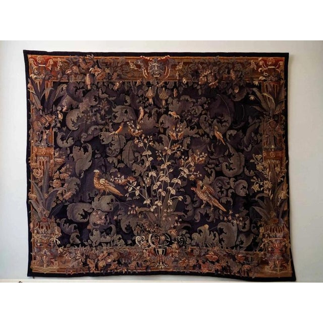 2000 - 2009 Large Gobelin Green Leaves Tapestry For Sale - Image 5 of 5