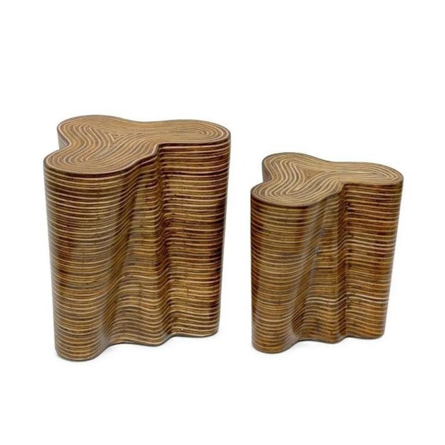 The Showtime veneer is a combination of rattan strips and coco twigs inlaid side by side, then covered with resin....