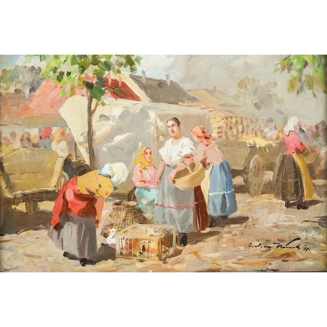 Gyula Nemeth -Women at an outdoor Market- Hungarian Oil Painting c.1910 Gyula Gytertyanyi Nemeth (1892-1946 Hungarian)...