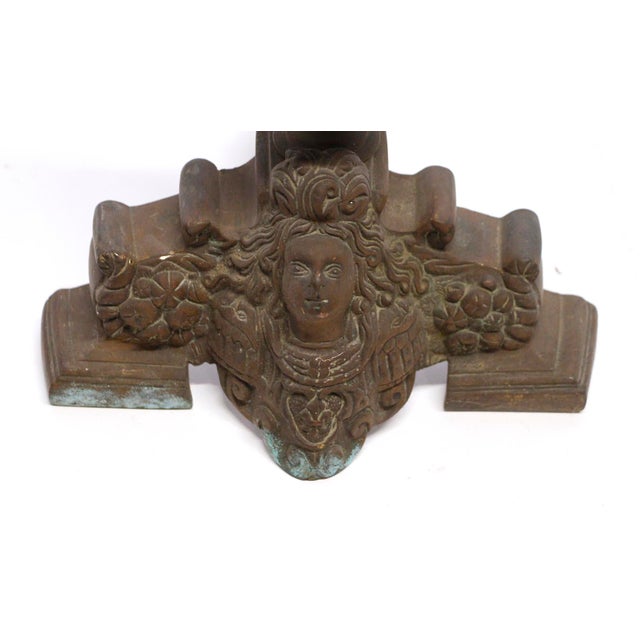 Early 20th Century Pair of Ornate French Bronze Figural Chenets Andirons For Sale - Image 5 of 8