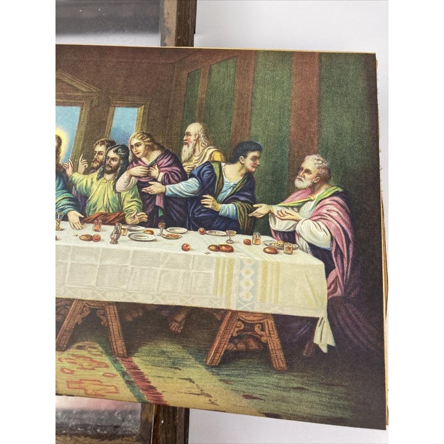 VTG Brunozetti Last Supper Trifold Wood Mirror Frame Art Religious Picture For Sale - Image 11 of 12