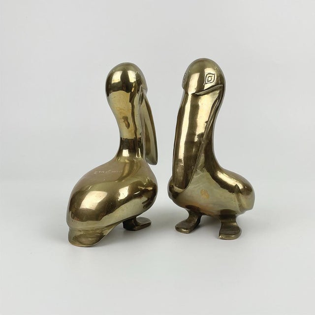 Metal Brass Pelican Bookends, 1960s, Set of 2 For Sale - Image 7 of 7