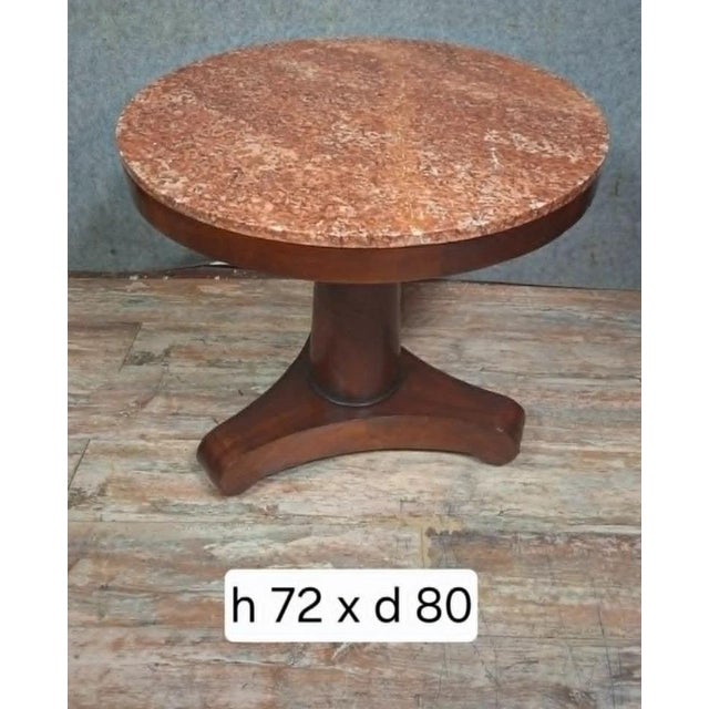 Brown Empire-Style Side Table in Mahogany and Mahogany Veneer For Sale - Image 8 of 8