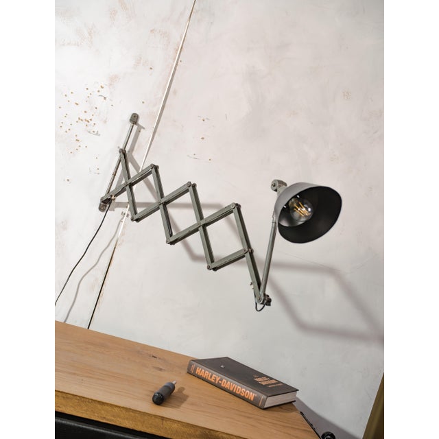 1930s Military Green Midgard Scissor Lamp by Curt Fischer, 1930s For Sale - Image 5 of 15